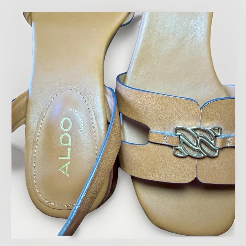 Aldo Flex JINANE Cut-Out Heel Slingback Sandals Open Toe Buckle Tan Size‎ 6.5 - Picture 5 of 11